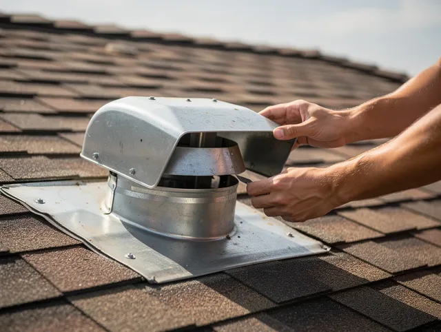 Coto de Caza Dryer Vent Cleaning certified technician safely cleaning a roof-mounted dryer vent in Coto de Caza